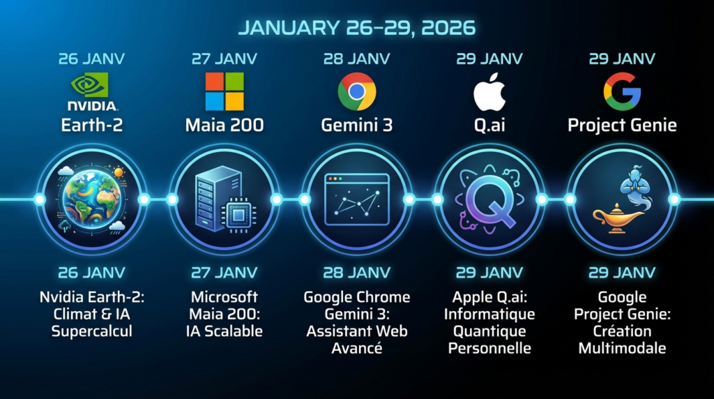 Chronologie annonces IA janvier 2026 Google Microsoft Apple Nvidia