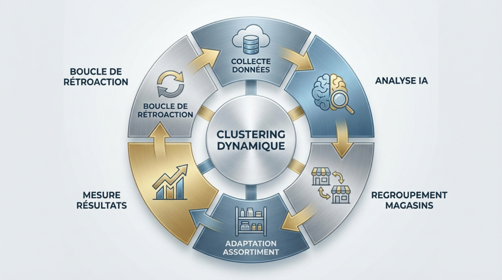 rocessus clustering dynamique IA adaptation assortiment magasin