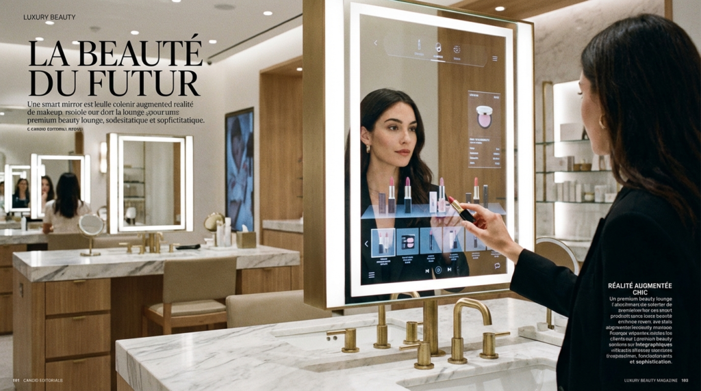 Expérience client IA retail miroir réalité augmentée beauté