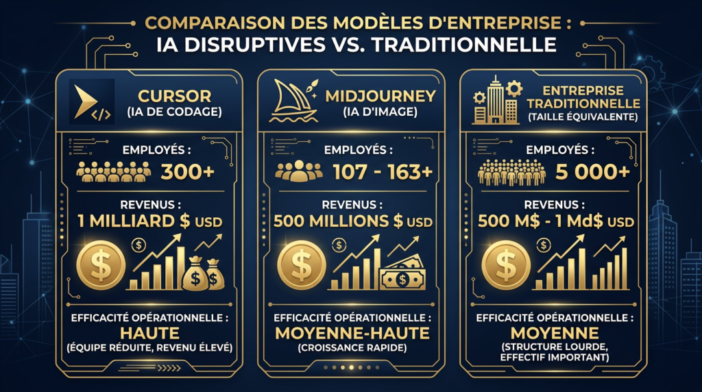 Comparatif revenus par employé entreprises IA natives vs traditionnelles 2025