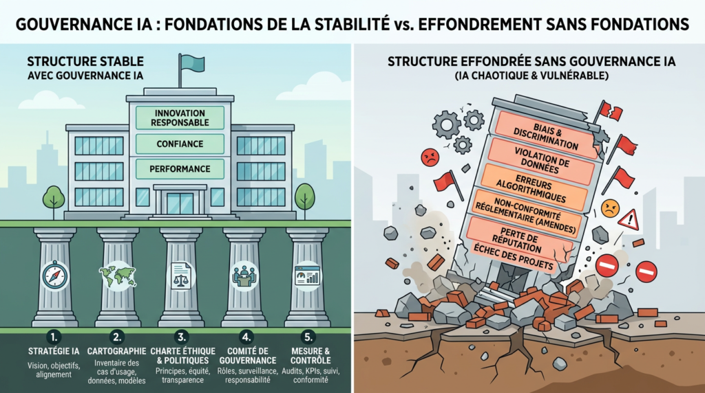 Cinq piliers gouvernance IA entreprise cadre opérationnel