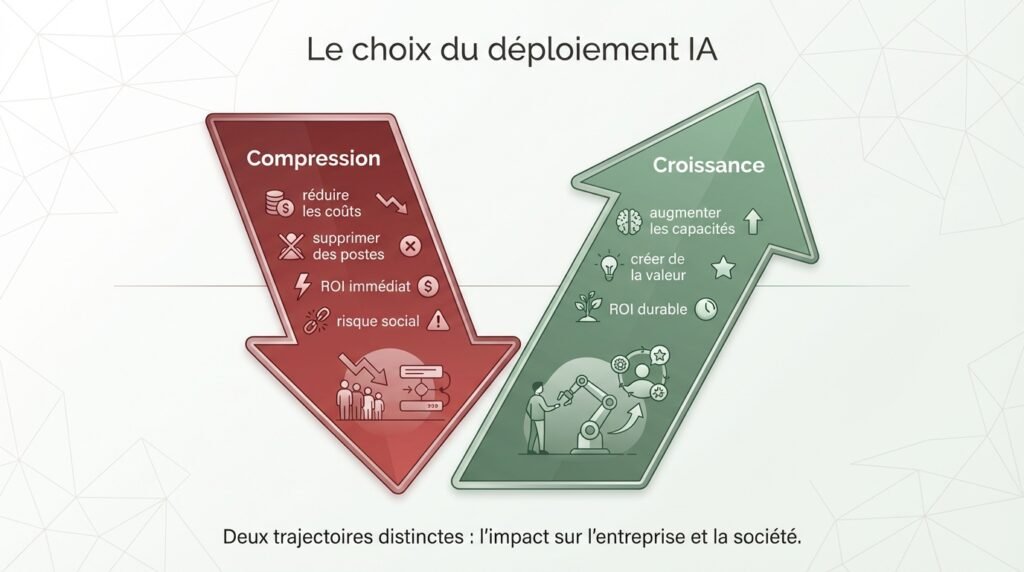 Deux modèles de déploiement IA : compression d'effectifs vs croissance de valeur