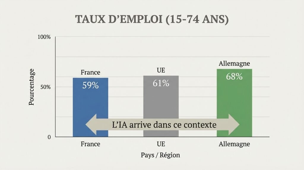 Taux d'emploi comparé France UE Allemagne — contexte déploiement IA