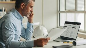 Responsable d'études PME BTP utilisant l'IA pour répondre à un appel d'offres